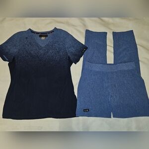 Koi Basics Ombre Scrub Set In A Gradient Blue Denim Size Xsmall Stretchy Sides